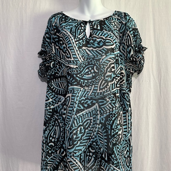 Lane Bryant Black and Blue paisley Patterned Blouse - Picture 1 of 4